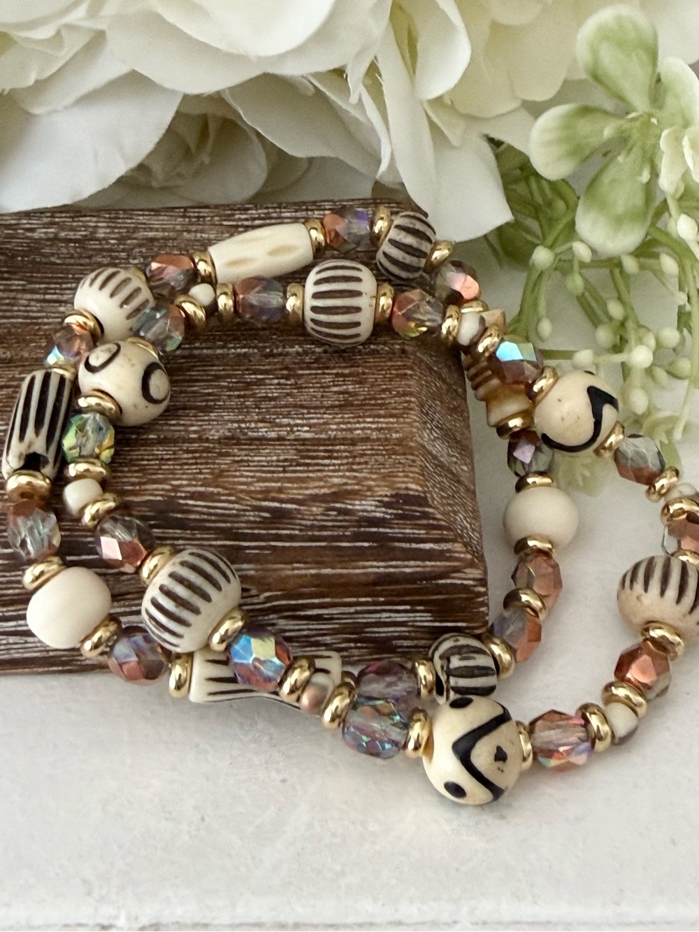 Boho Bead Bracelet Duo Set